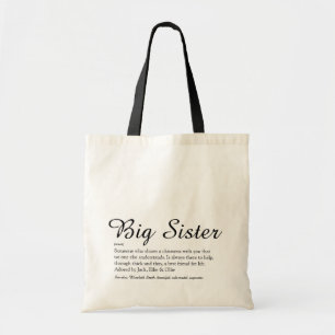 Tote Bag Meilleure Sœur Définition Écriture Noir et Blanc