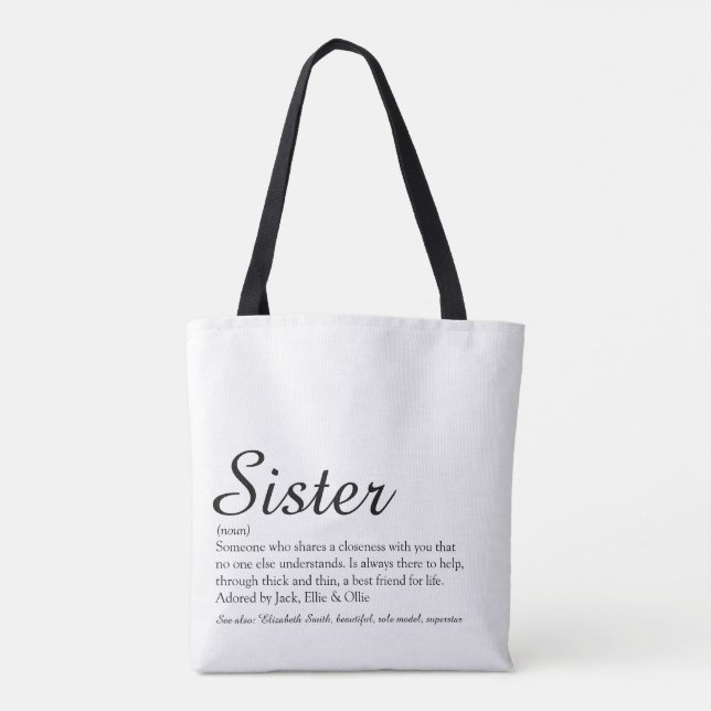 Tote Bag Meilleure Sœur du Monde Définition Script (Dos)