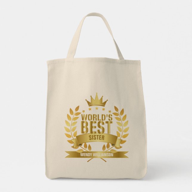 Tote Bag Meilleure Sœur du Monde en Or (Dos)