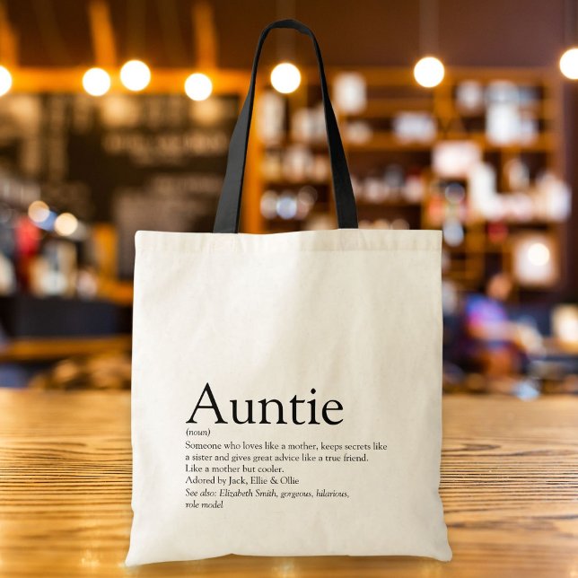 Tote Bag Meilleure Tante, Tante Définition du monde (World's Best Ever Aunt, Auntie Definition Tote Bag)