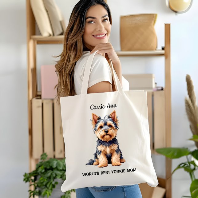 Tote Bag Meilleure Yorkie maman avec photo du monde (Créateur téléchargé)