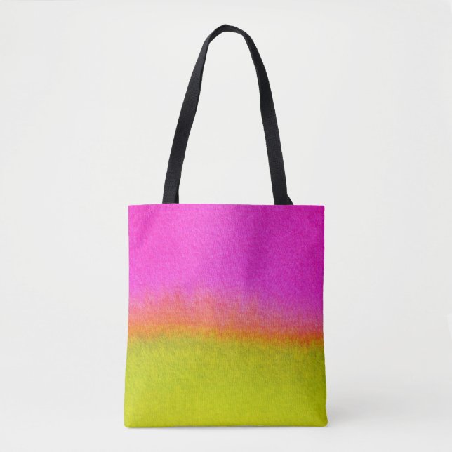 Tote Bag Mélange d'aquarelle - Rose et Vert (Devant)