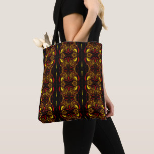 Tote Bag Mélange des traces courbes d'or rouge avec partie 