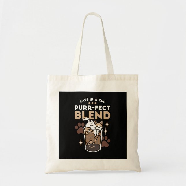 Tote Bag Mélange Purr-Fect : Conception de café pour le caf (Devant)