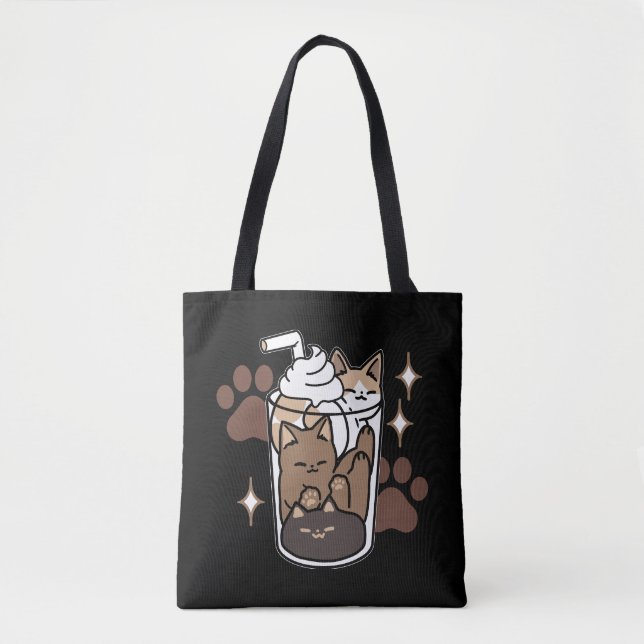 Tote Bag Mélange Purr-Fect : Conception de café pour le caf (Devant)