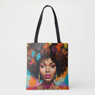 Tote Bag Melanin Femme avec Afro - Pop Art Inspiré