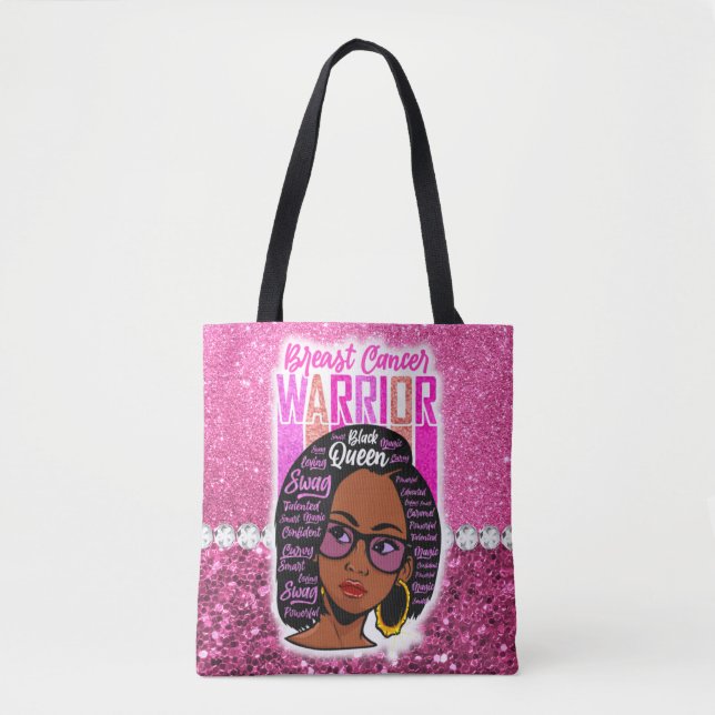 Tote Bag Melanin femme guerrière du cancer du sein survivan (Devant)