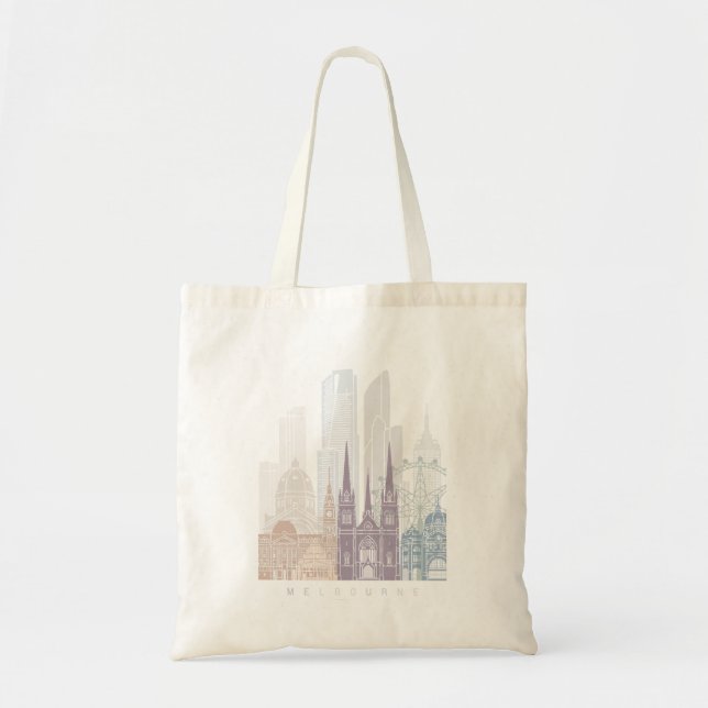 TOTE BAG MELBOURNE SKYLINE POSTER PASTEL (Devant)