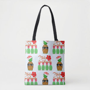 Tote Bag Mele Kalikimaka Hawaiian Pineappy Joyeux Noël