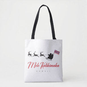 Tote Bag Mele Kalikimaka Noël Santa avec drapeau hawaïen