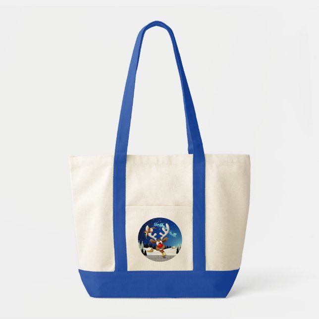 Tote Bag Mème de Noël drôle de renne qui regarde par-dessus (Devant)