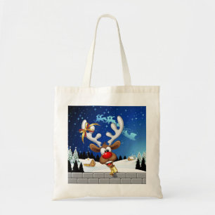 Tote Bag Mème de Noël drôle de renne qui regarde par-dessus