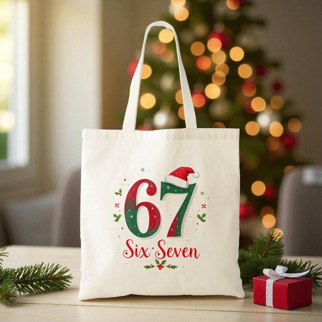 Tote Bag Mème de Noël drôle Six Sept 67 6 7 Vacances (Créateur téléchargé)