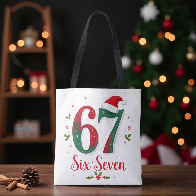 Tote Bag Mème de Noël Festif Six Sept 67 6 7 Vacances (Créateur téléchargé)