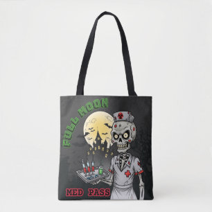 Tote Bag Mème Pleine lune Med Pass Infirmière Zombie Hallow