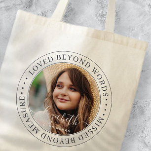 Tote Bag Memorial Loved Beyond Words Elegant Chic Photo