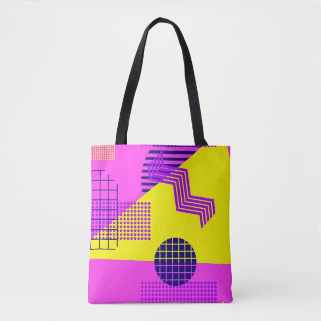 Tote Bag Memphis Eighties : Arrière - plan de formes géomét (Devant)