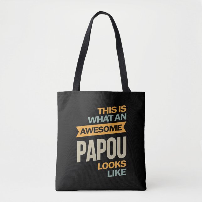 Tote Bag Mens Awesome Papou Apparaît - Don Père (Devant)