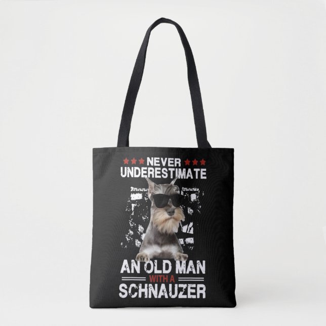 Tote Bag Mens Never Underestimate An Old Man With A Schnauz (Devant)