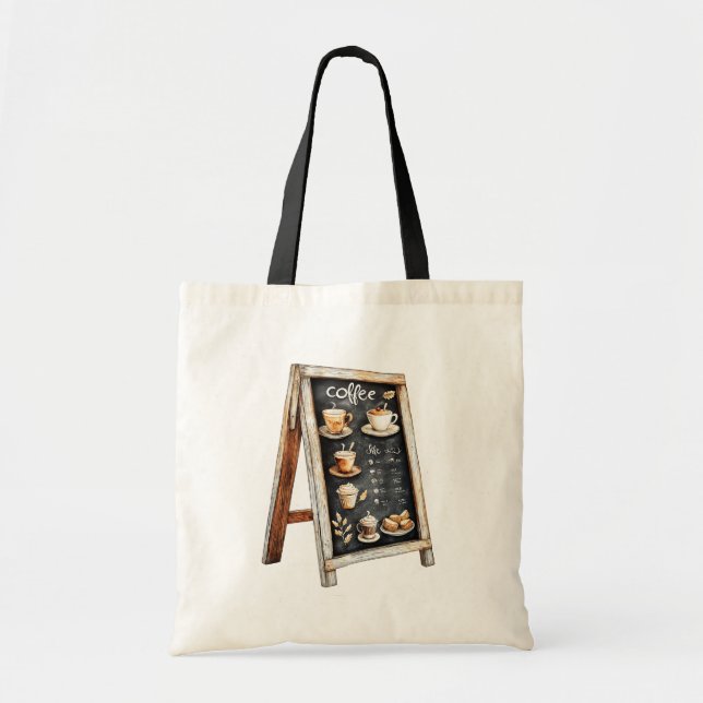 Tote Bag Menu Cœur de Tasse à Café (Devant)