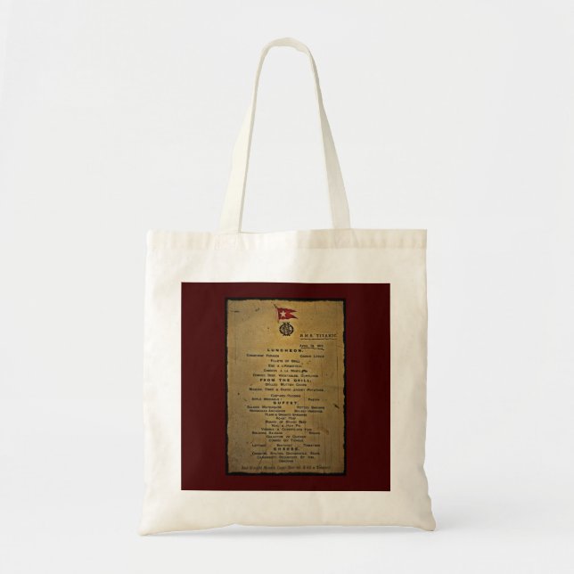 Tote Bag Menu final RMS Titanic (Devant)