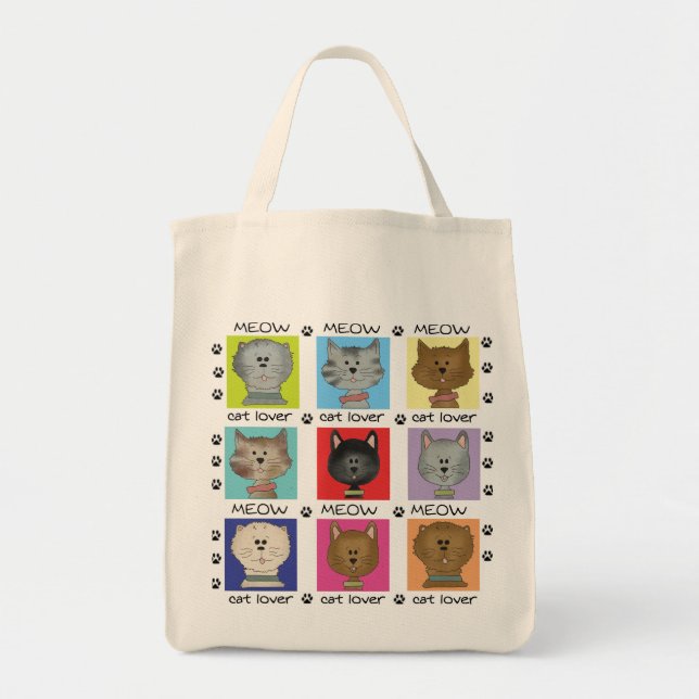 Tote Bag Meow Amoureux des chats Tshirts et cadeaux (Devant)