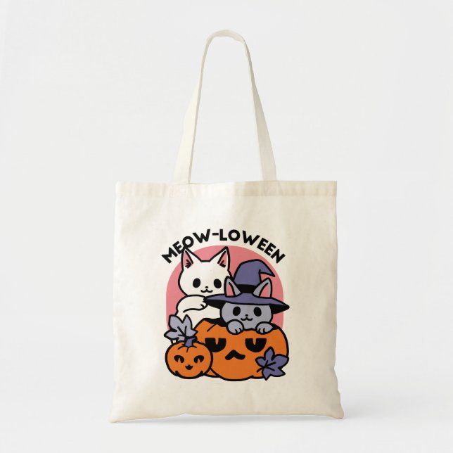 Tote Bag Meow-Loween - Cute Halloween Conception Chat (Devant)