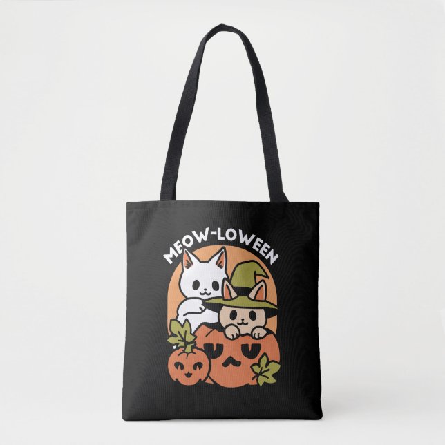 Tote Bag Meow-Loween - Festive Halloween Conception de chat (Devant)
