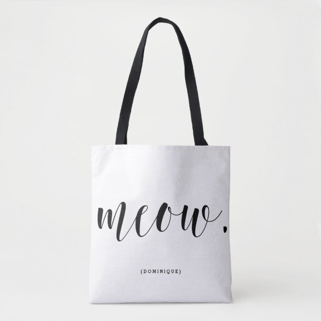 Tote Bag Meow Modern Calligraphy Pois personnalisés (Devant)