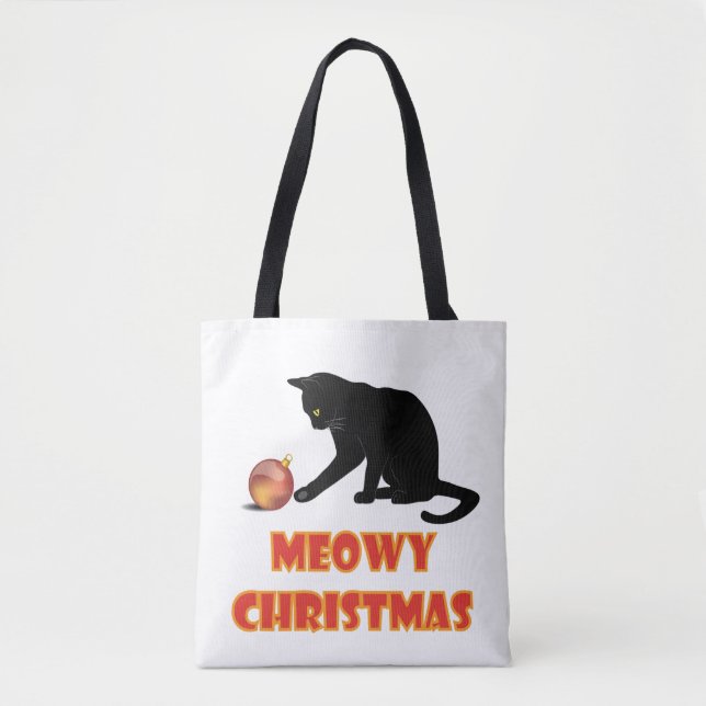 Tote Bag Meowy Christmas Funny Chat (Devant)