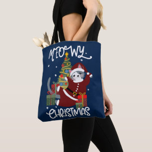 Tote Bag Meowy Christmas mignon Amoureux des chats drôle