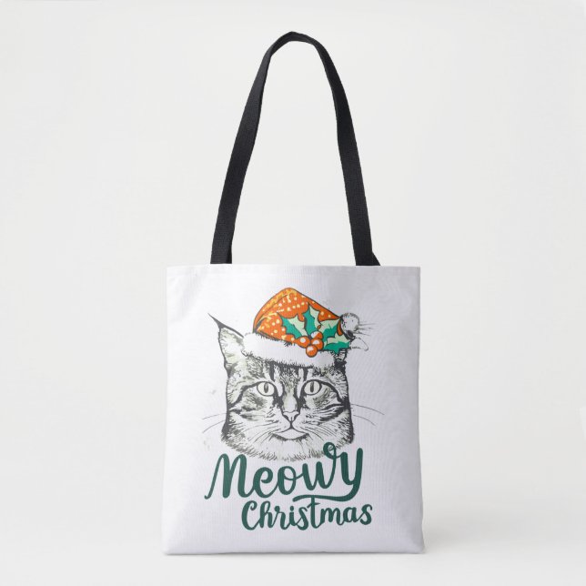 Tote Bag Meowy kitty Christmas (Devant)