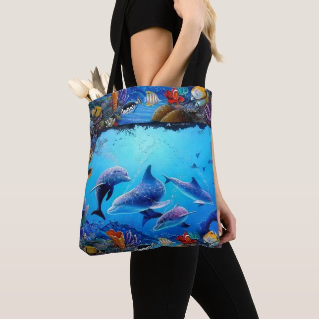Tote Bag Mer bleue des dauphins (De près)