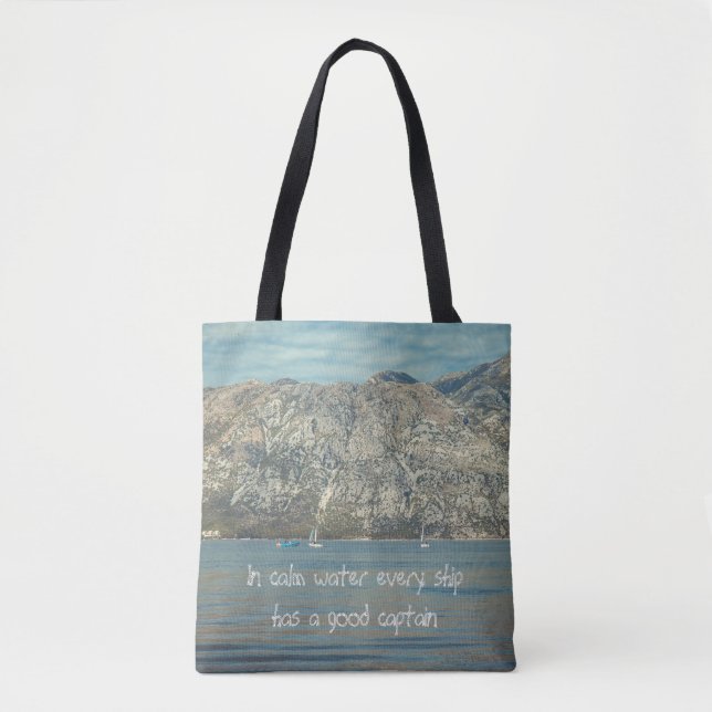Tote Bag Mer calme et belles montagnes (Devant)