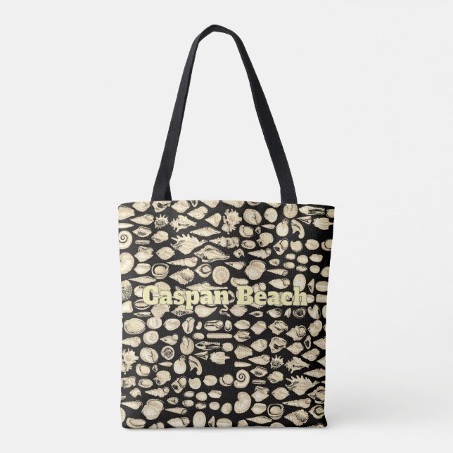 Tote Bag Mer de Coquillages -Personnalisé Noir (Dos)