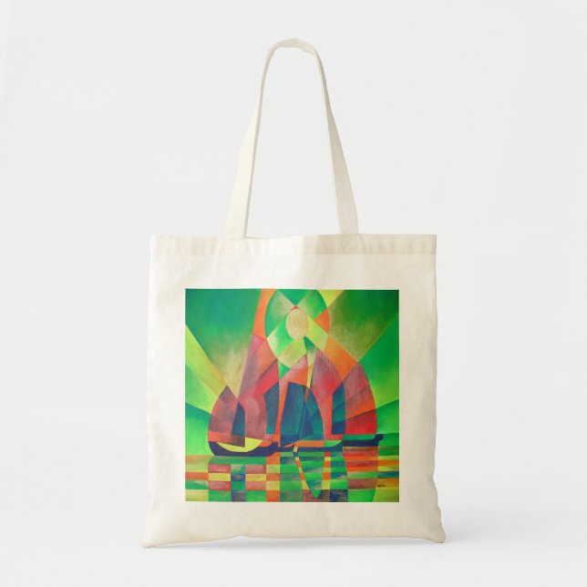 Tote Bag Mer de vert avec des joncs Abstraits cubes (Devant)