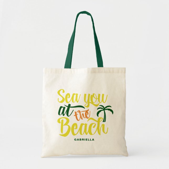 Tote Bag Mer vous à la citation d'été de plage (Devant)