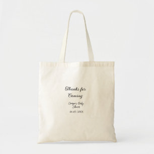 Tote Bag Merci à venir baby shower moderne simple typogr
