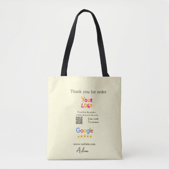 Tote Bag Merci analyse de l'avis Google QR entreprise (Devant)