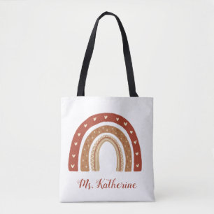 Tote Bag Merci arc-en-ciel en terre cuite Boho cadeau