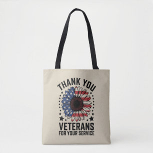 Tote Bag Merci aux vétérans Fleur de tournesol Jour des vét