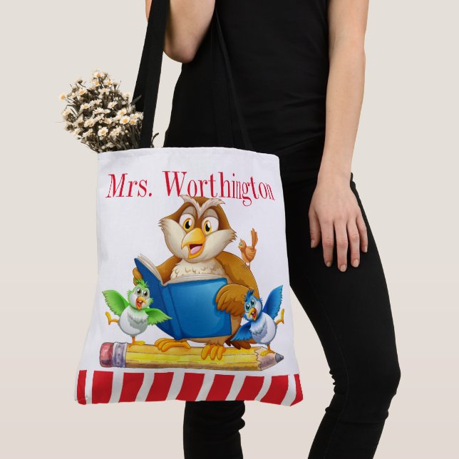 Tote Bag Merci de l'enseignant - Voir retour ... (De près)