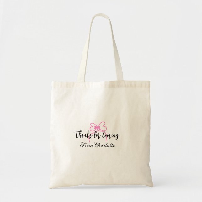 Tote Bag merci d'être venu nom du texte message arc rose f (Devant)