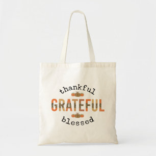 Tote Bag Merci Grateful Blessé mignon automne Thanksgiving