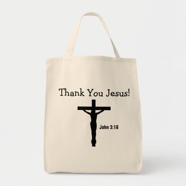 Tote Bag Merci Jésus Jean 3:16 (Devant)