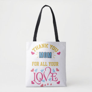 Tote Bag Merci maman pour tout ton amour, coeur