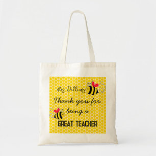 Tote Bag Merci pour l'abeille un excellent professeur miel 