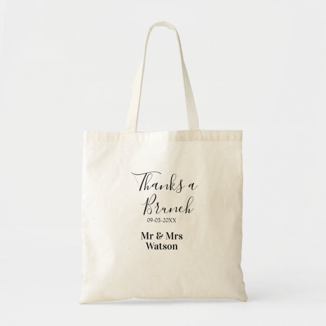 Tote Bag Merci pour un brunch simple nom date mariage  (Devant)