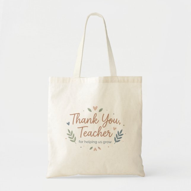Tote Bag Merci Professeur de Nous Aider à Grandir (Devant)