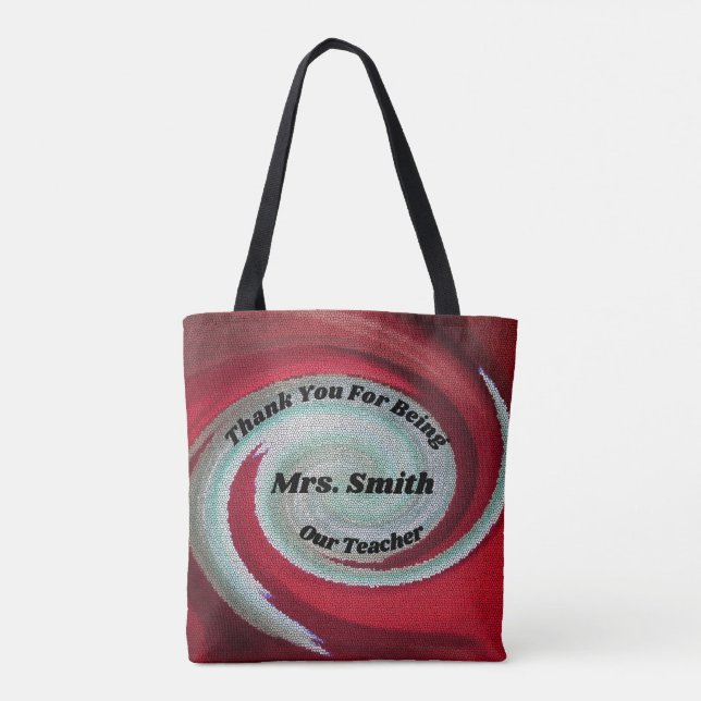 Tote Bag Merci Red Swirl Appréciation de l'enseignant artis (Dos)